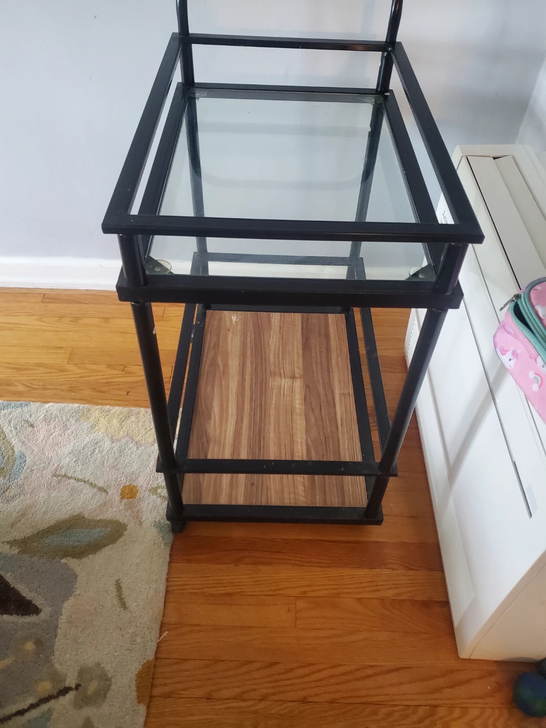 2-Tier Bar Cart with Glass Shelves and Wood Bottom Shelf - photo 3