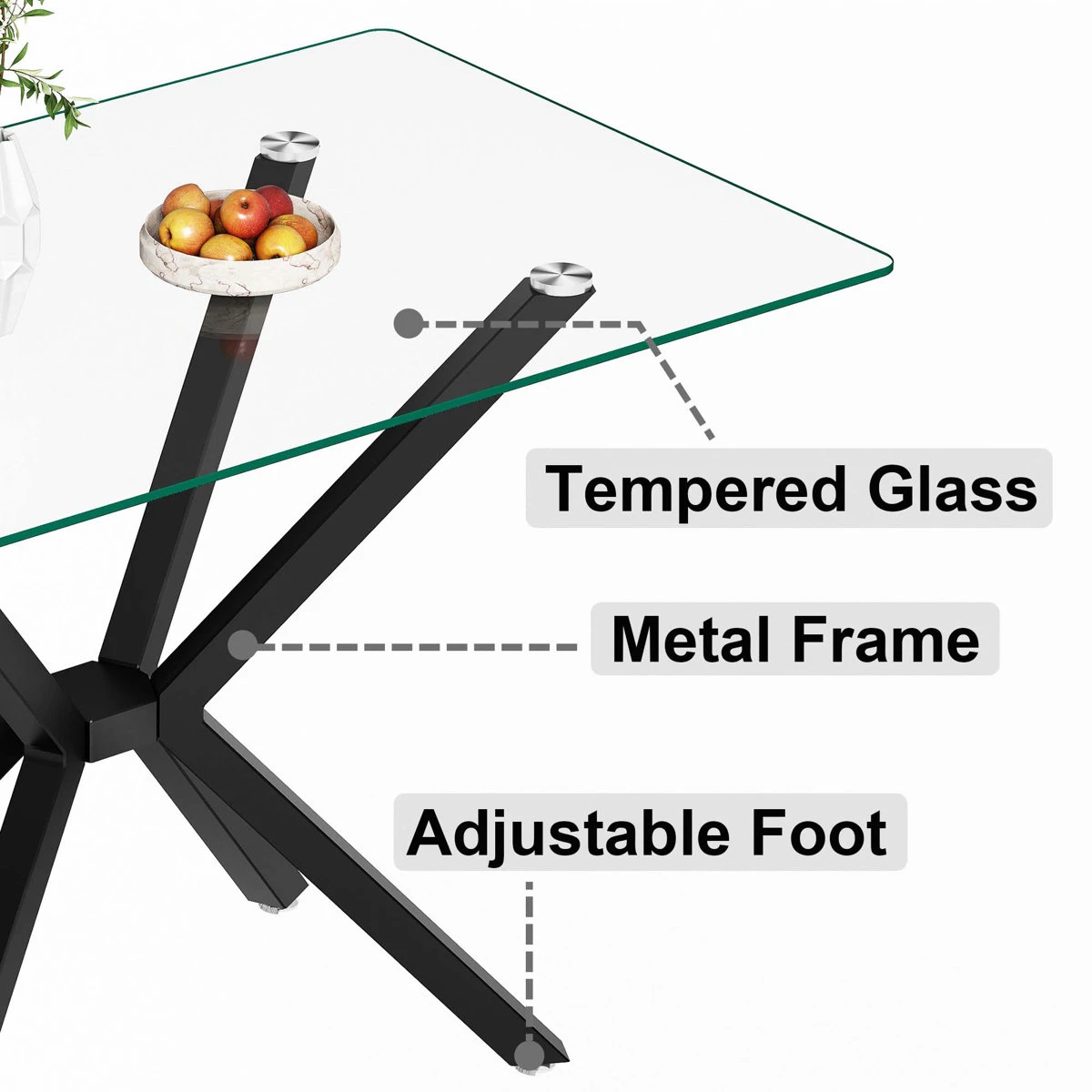 RectangularGlass Dining Table with Metal Frame - photo 3