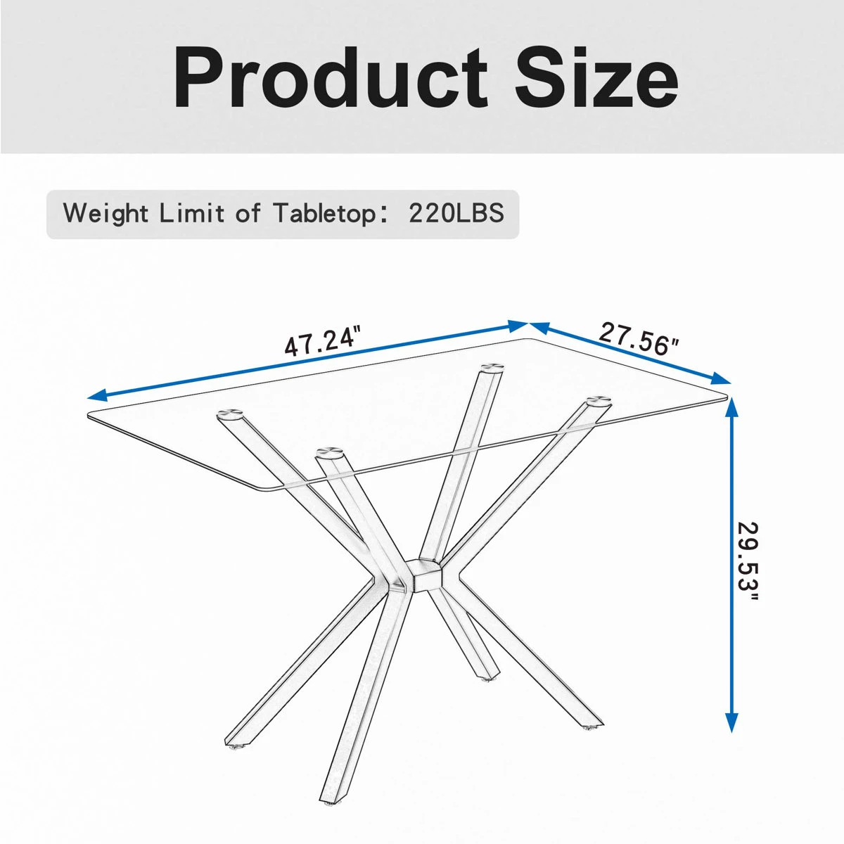 RectangularGlass Dining Table with Metal Frame - photo 4