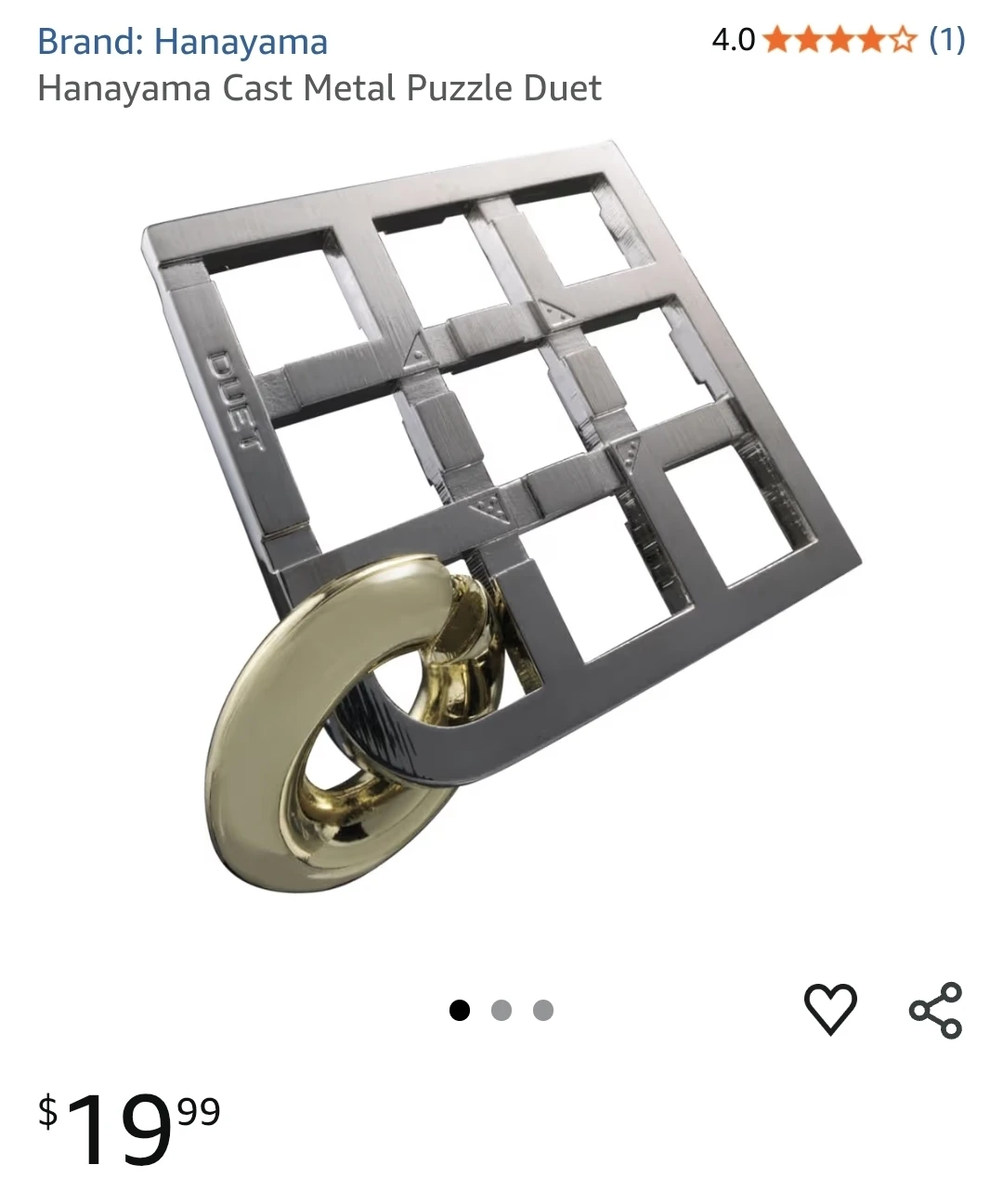 Hanayama Cast Metal Puzzle Duet