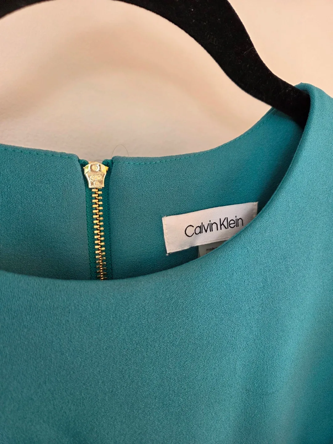 Calvin Klein Teal Blue Sheath Dress with Ruffle Sleeves - photo 3