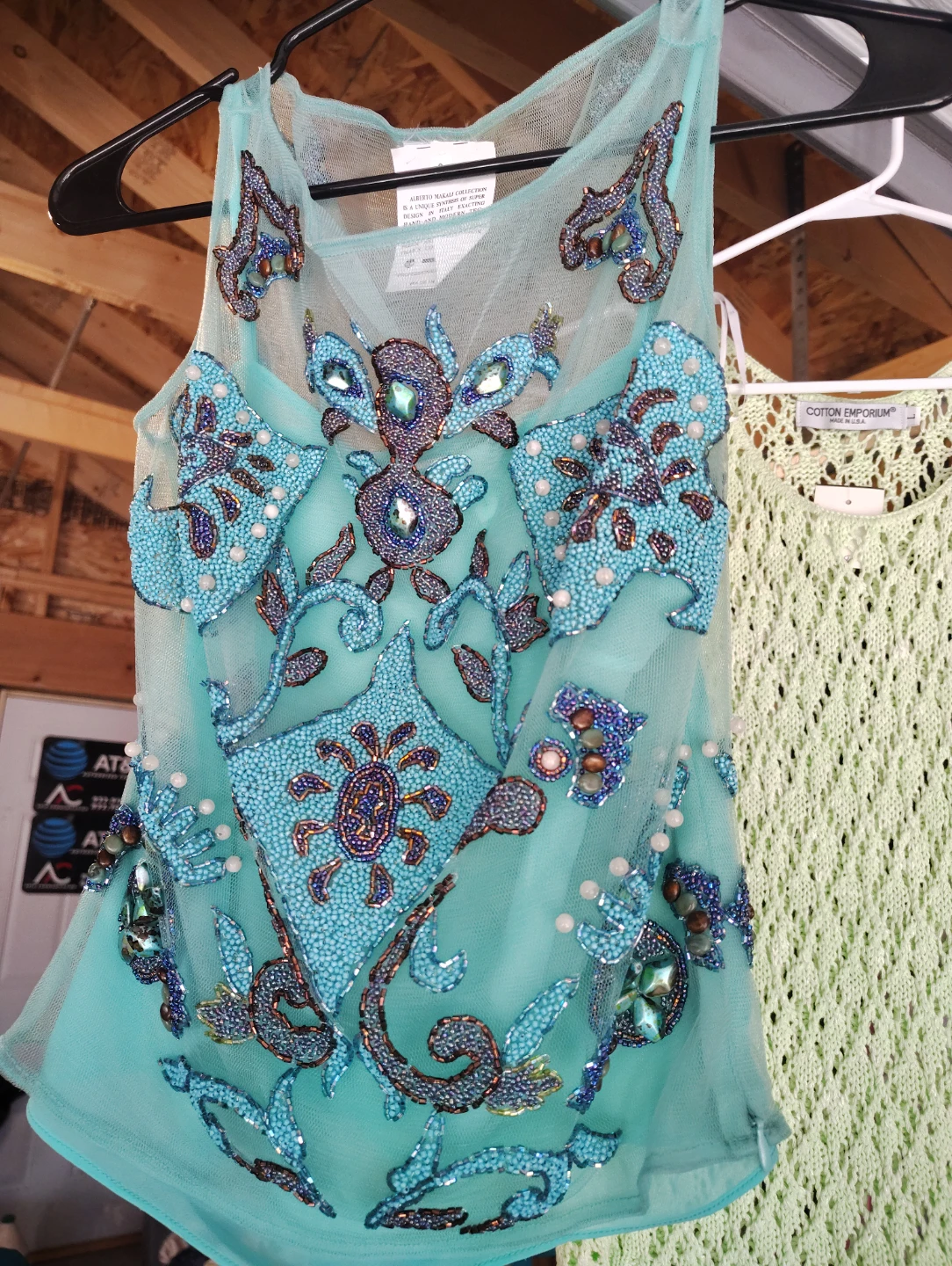 Teal Beaded Tank Top