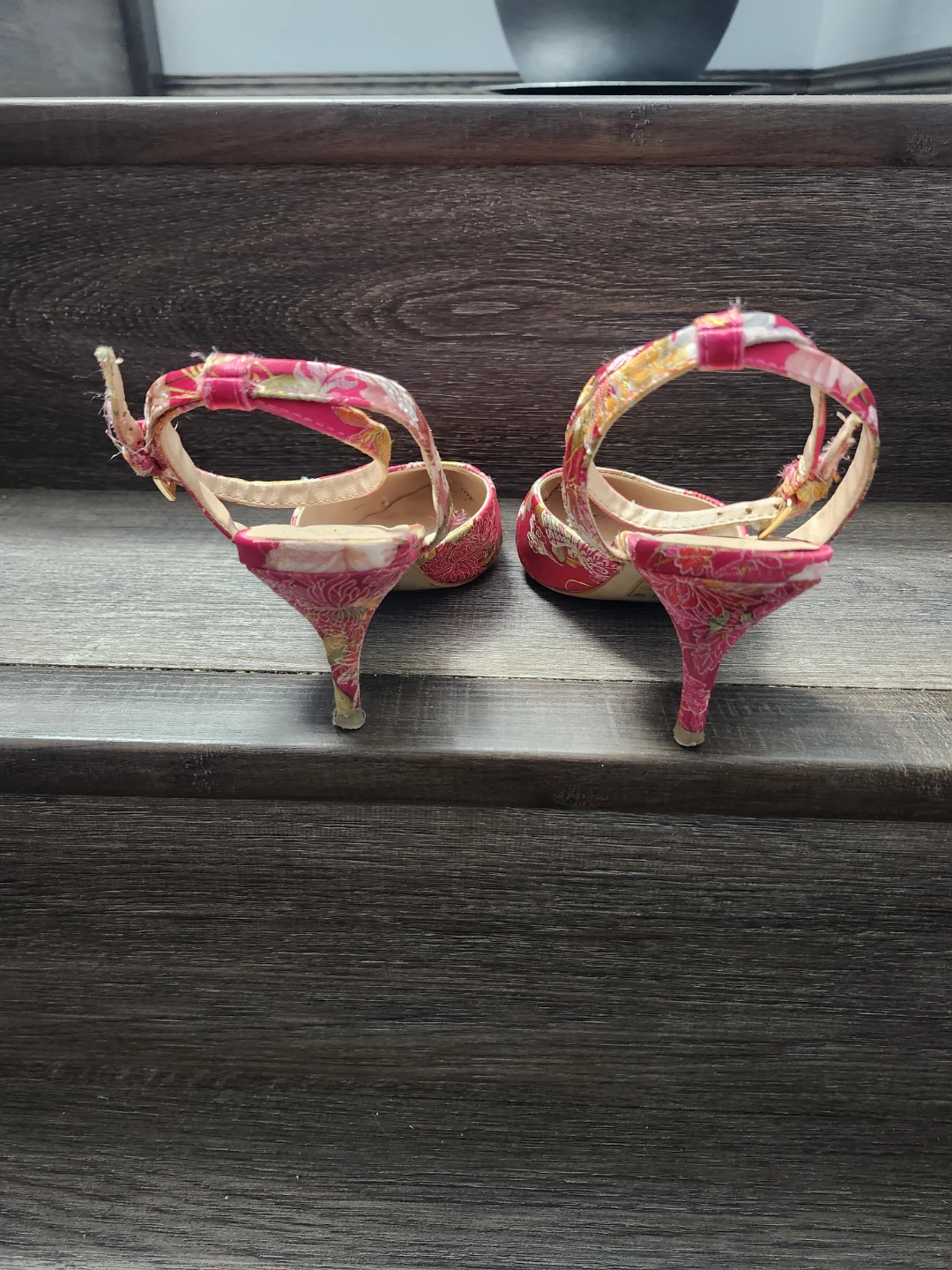 Pink Floral Slingback Heels - photo 2