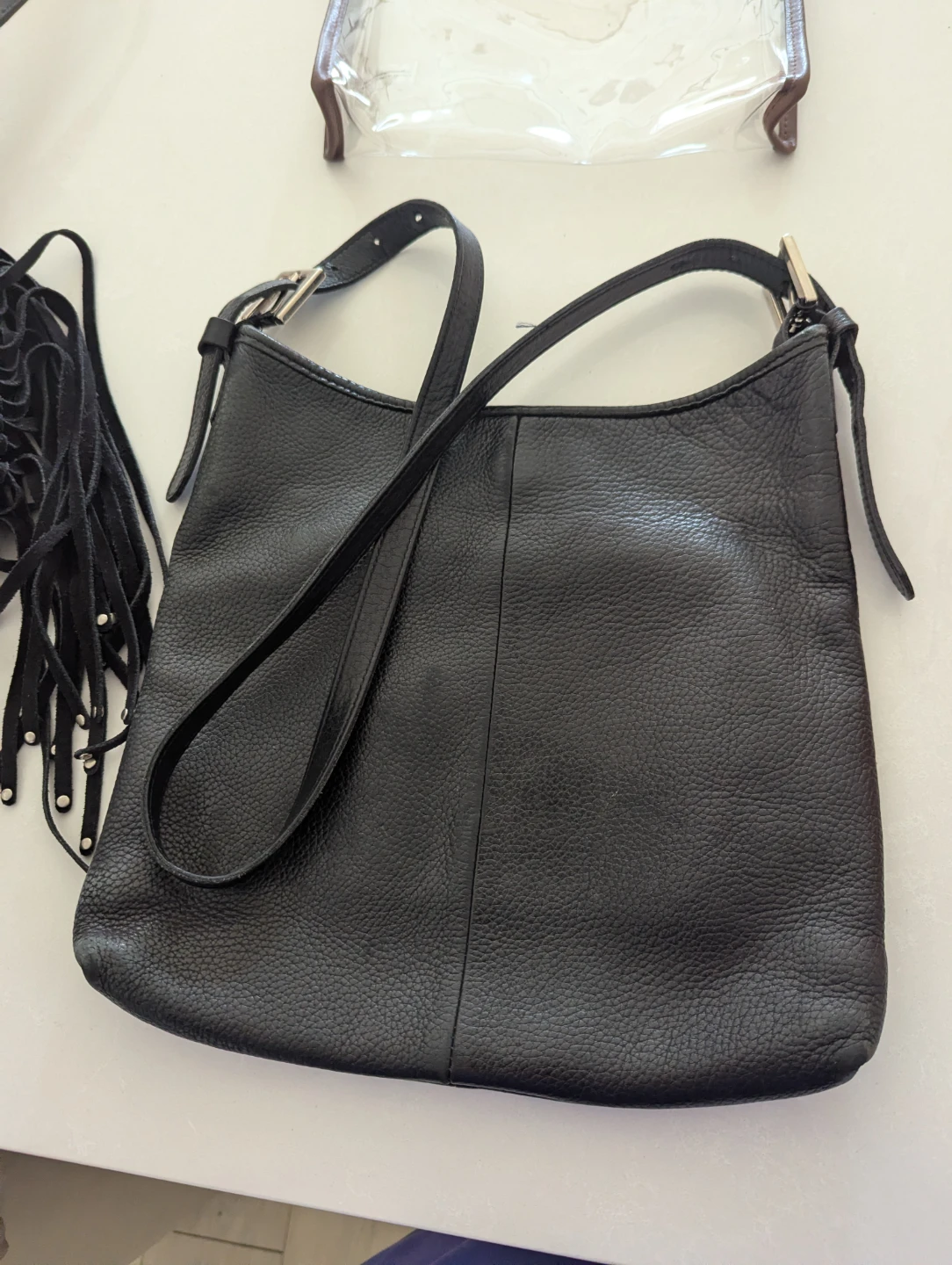 Roots Black Leather Shoulder Bag