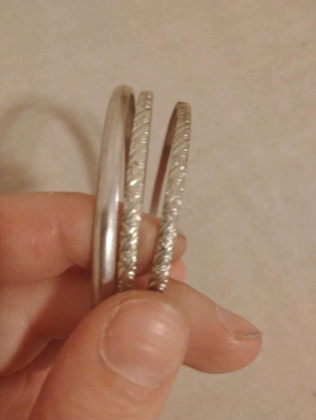 Set of 3 Silver-Tone Bangles - photo 2