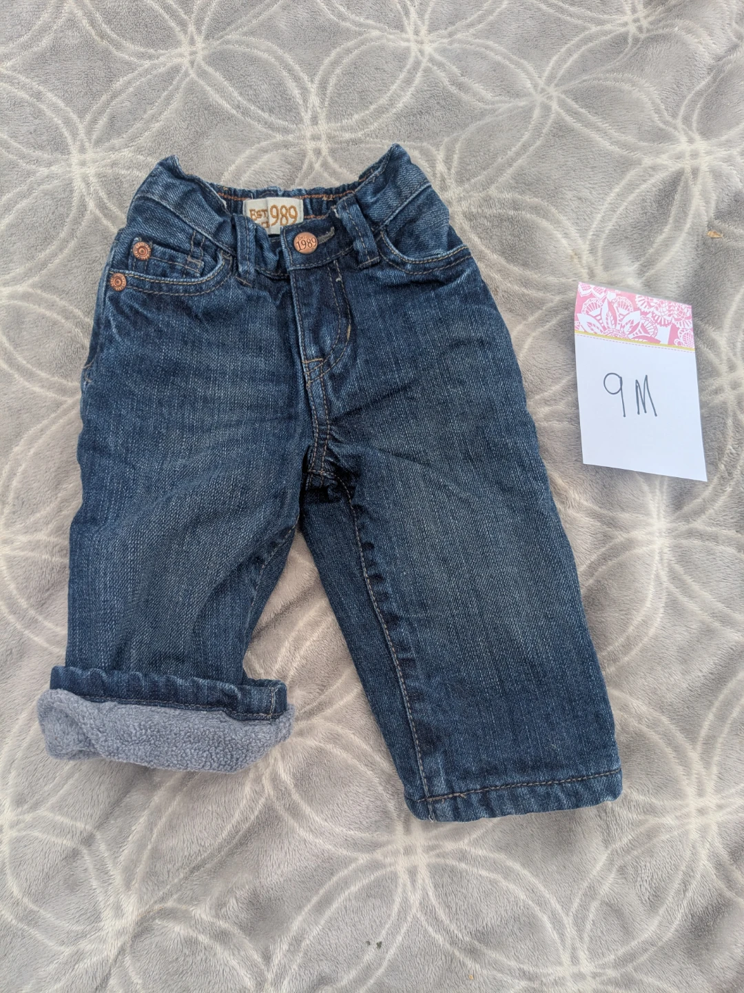 Children's Denim fleece lined Jeans 6M/9M