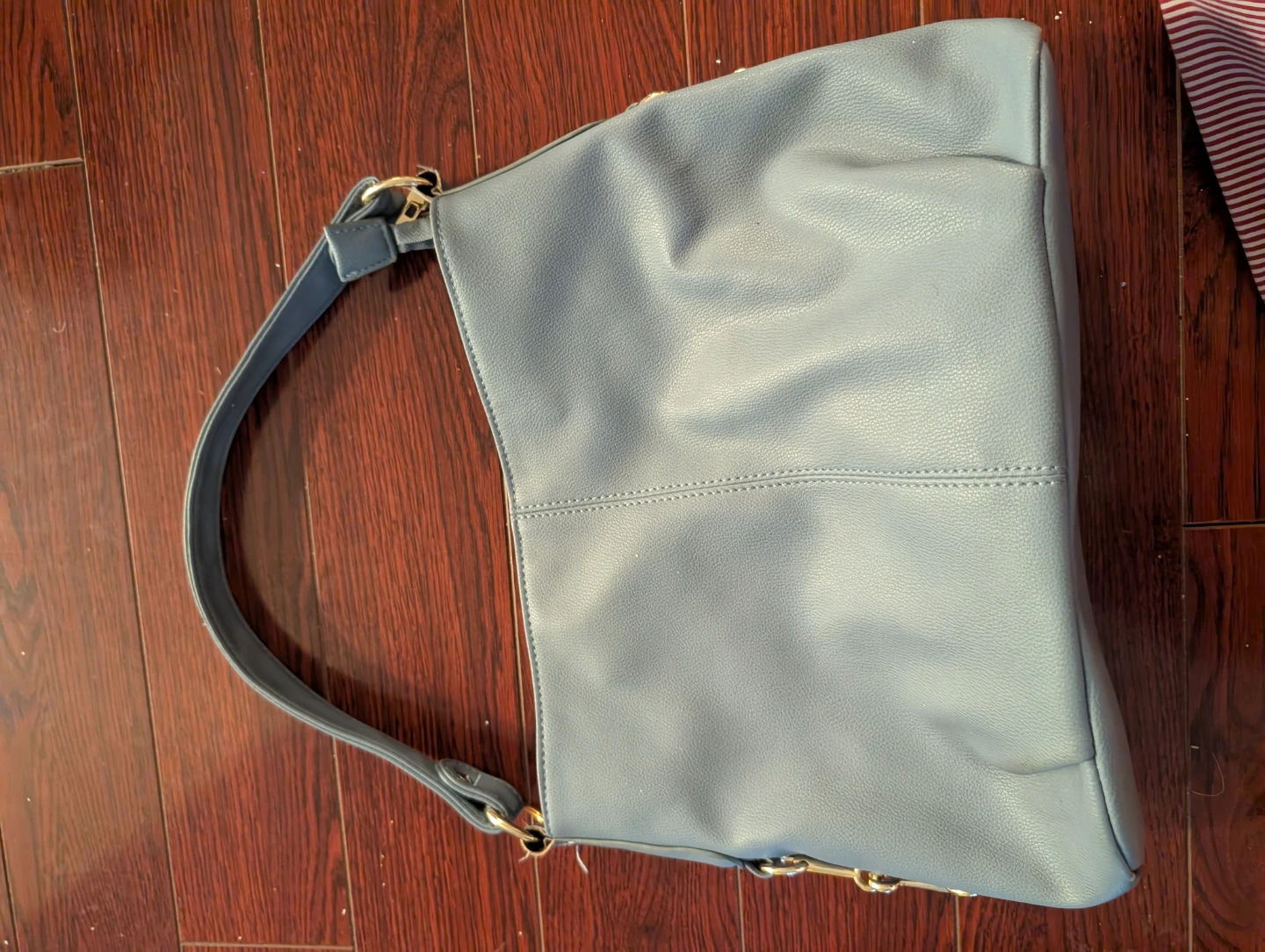Light Blue Faux Leather Shoulder Bag