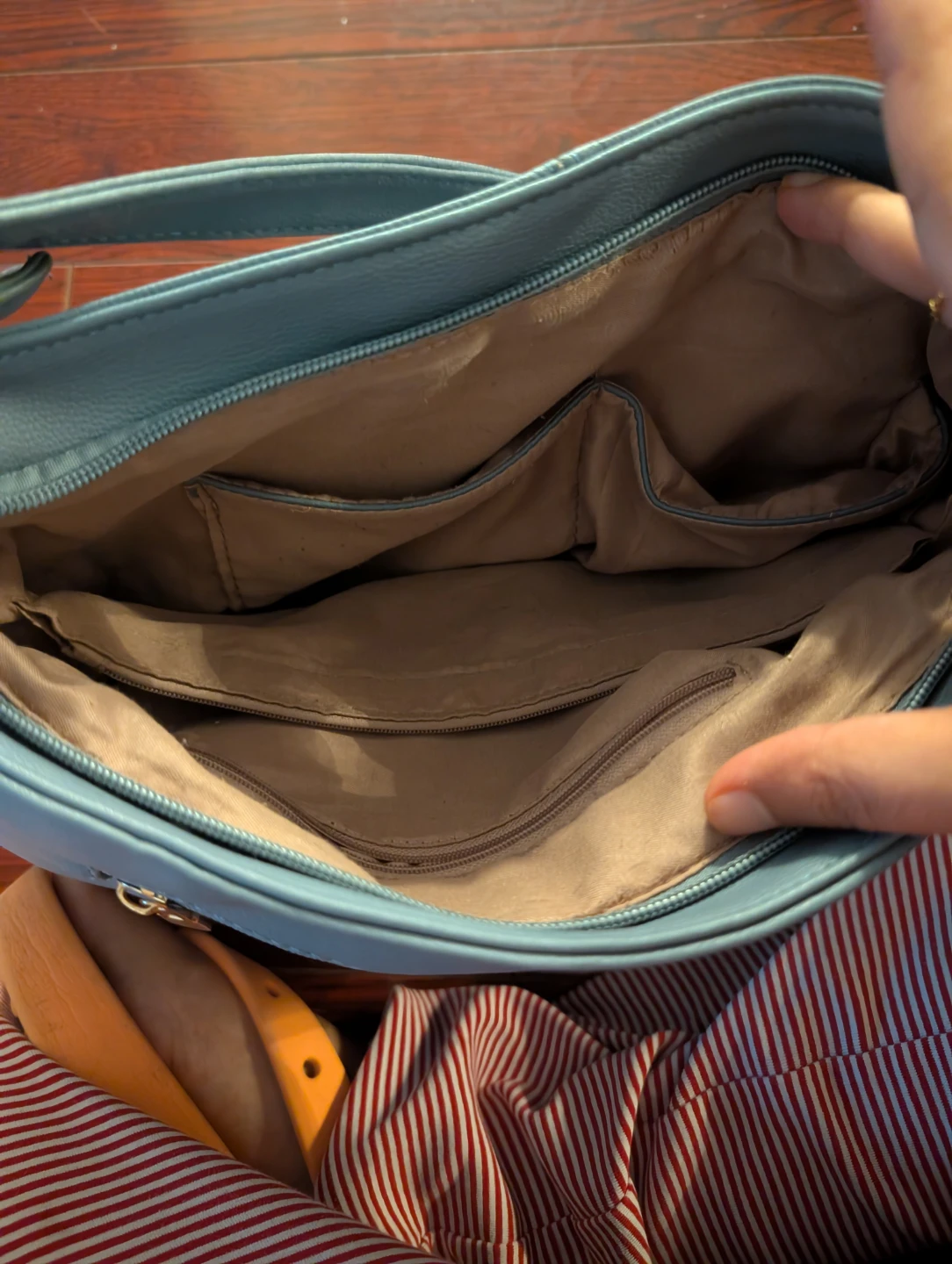 Light Blue Faux Leather Shoulder Bag - photo 2