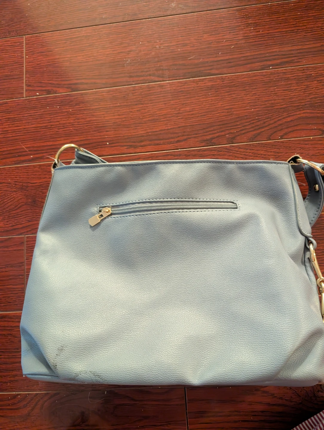 Light Blue Faux Leather Shoulder Bag - photo 5