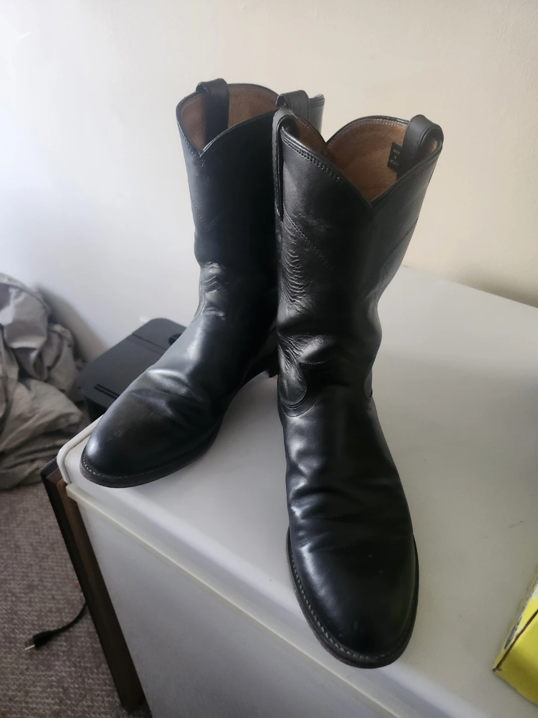 Black Leather Cowboy Boots