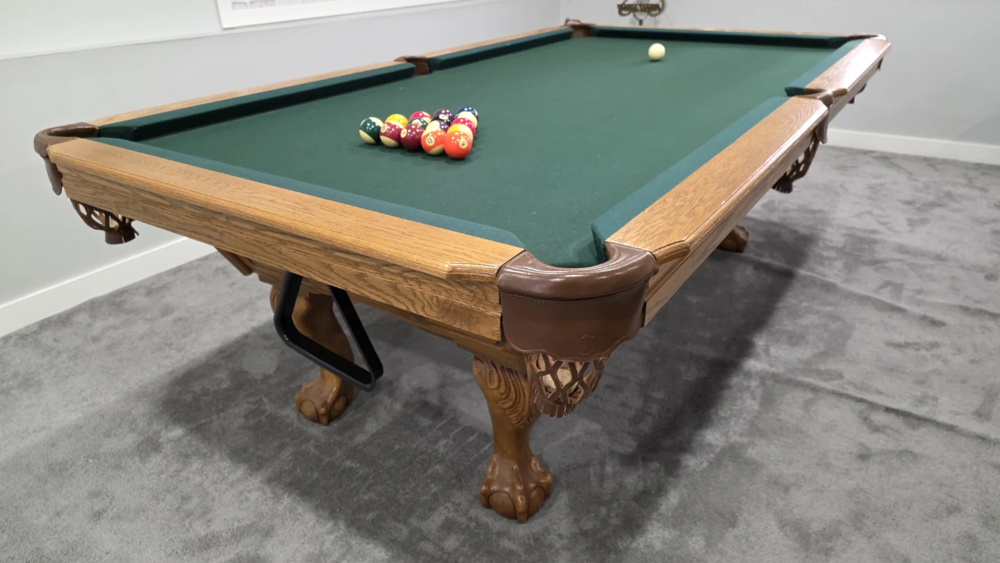 Wooden Pool Table with Green Felt - photo 3