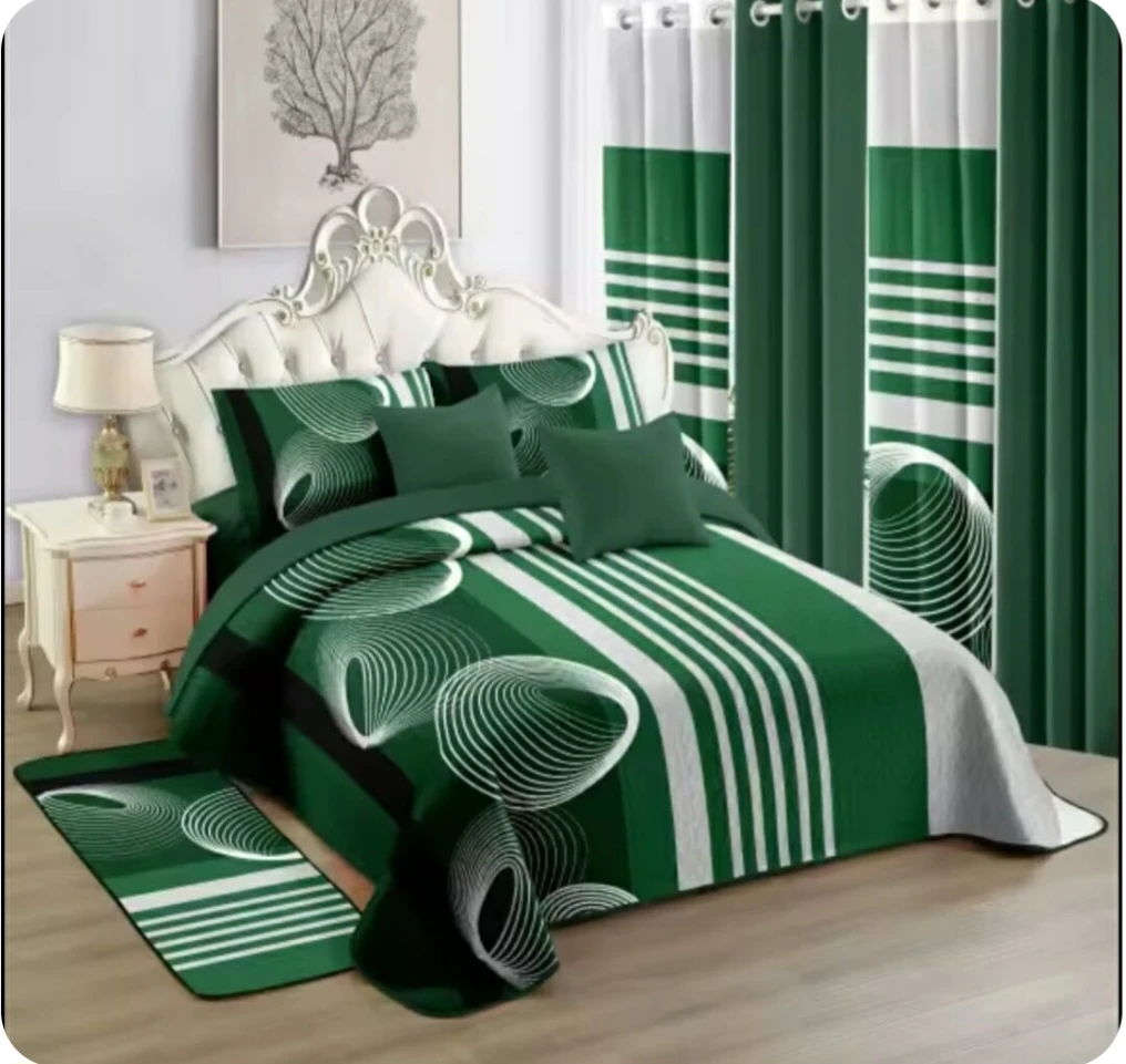Bedspread Set with Matching Curtains and Rug - photo 2