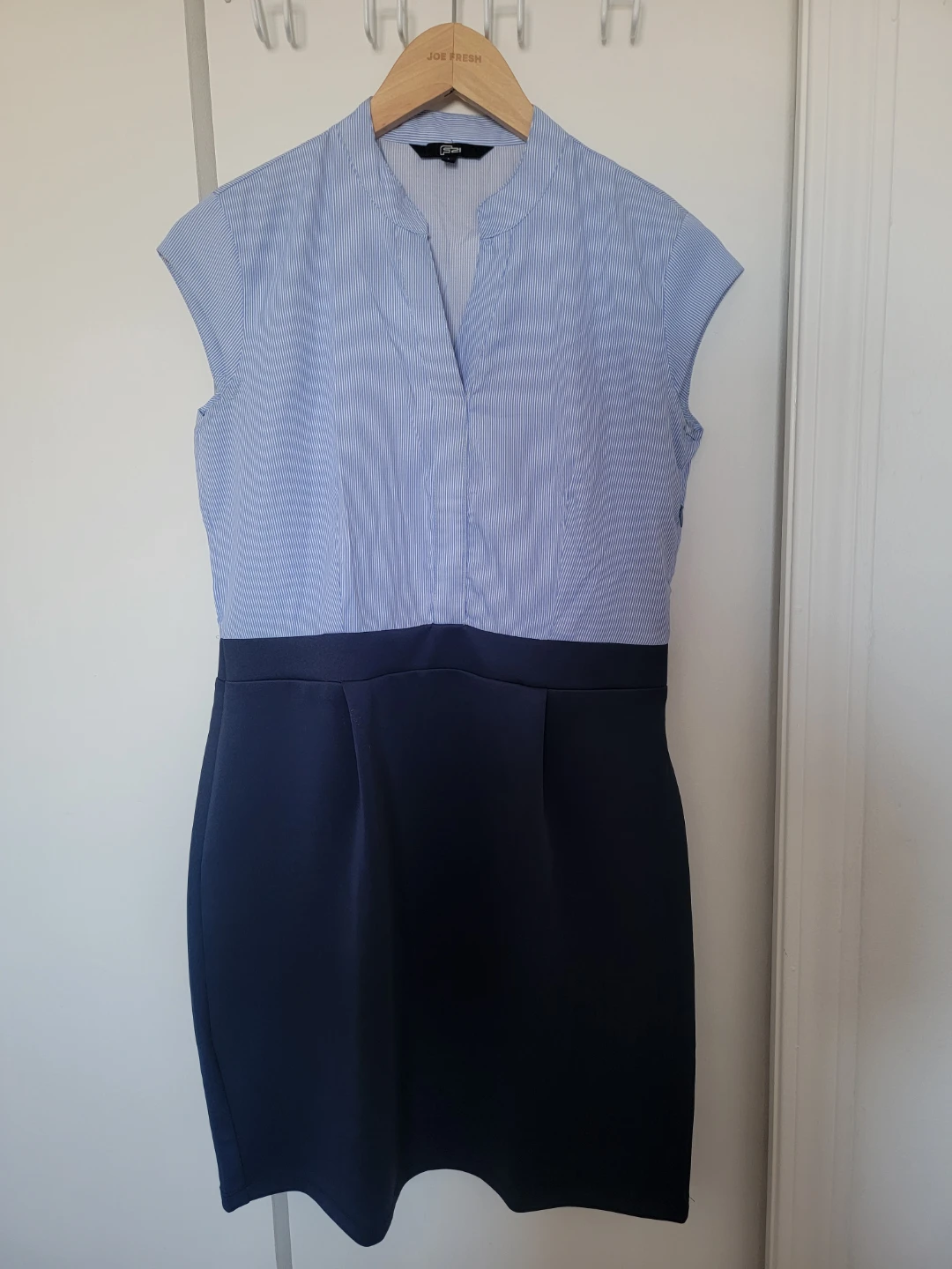 Striped & Navy Sheath Dress