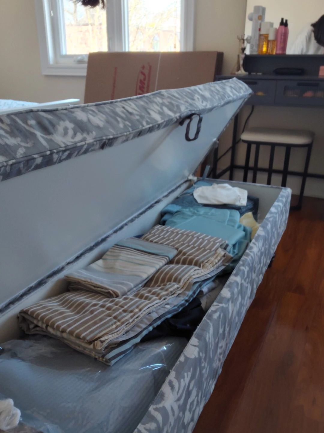 Storage Bench Ottoman - Grey Floral - photo 3