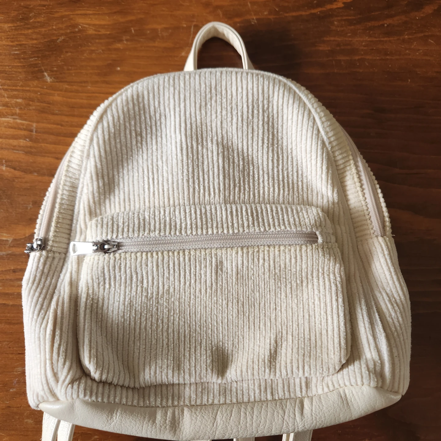 Cream Corduroy Mini Backpack