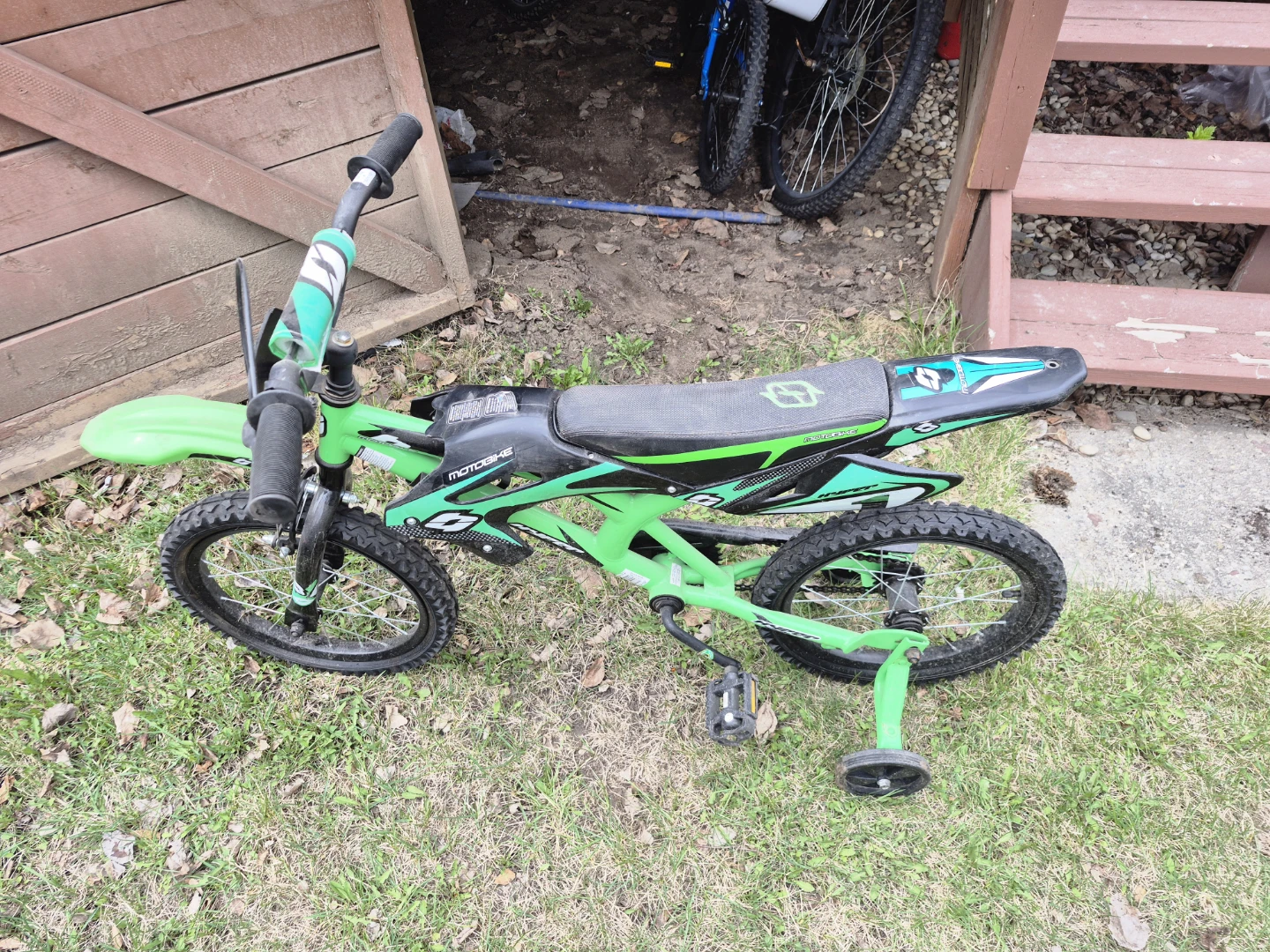 Kids Green Electric Motocross Style Bike