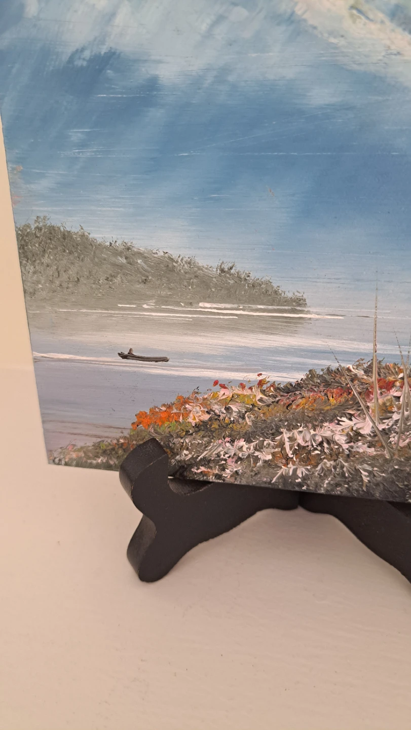 Signed Mountain Landscape Oil Painting on Slate - photo 3