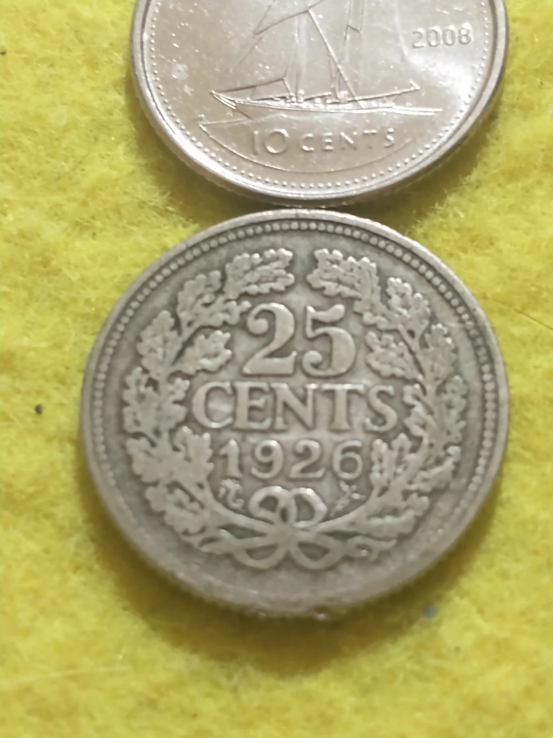 Beautiful 1926 Netherlands 25 cents .640 silver KM #164 - photo 3