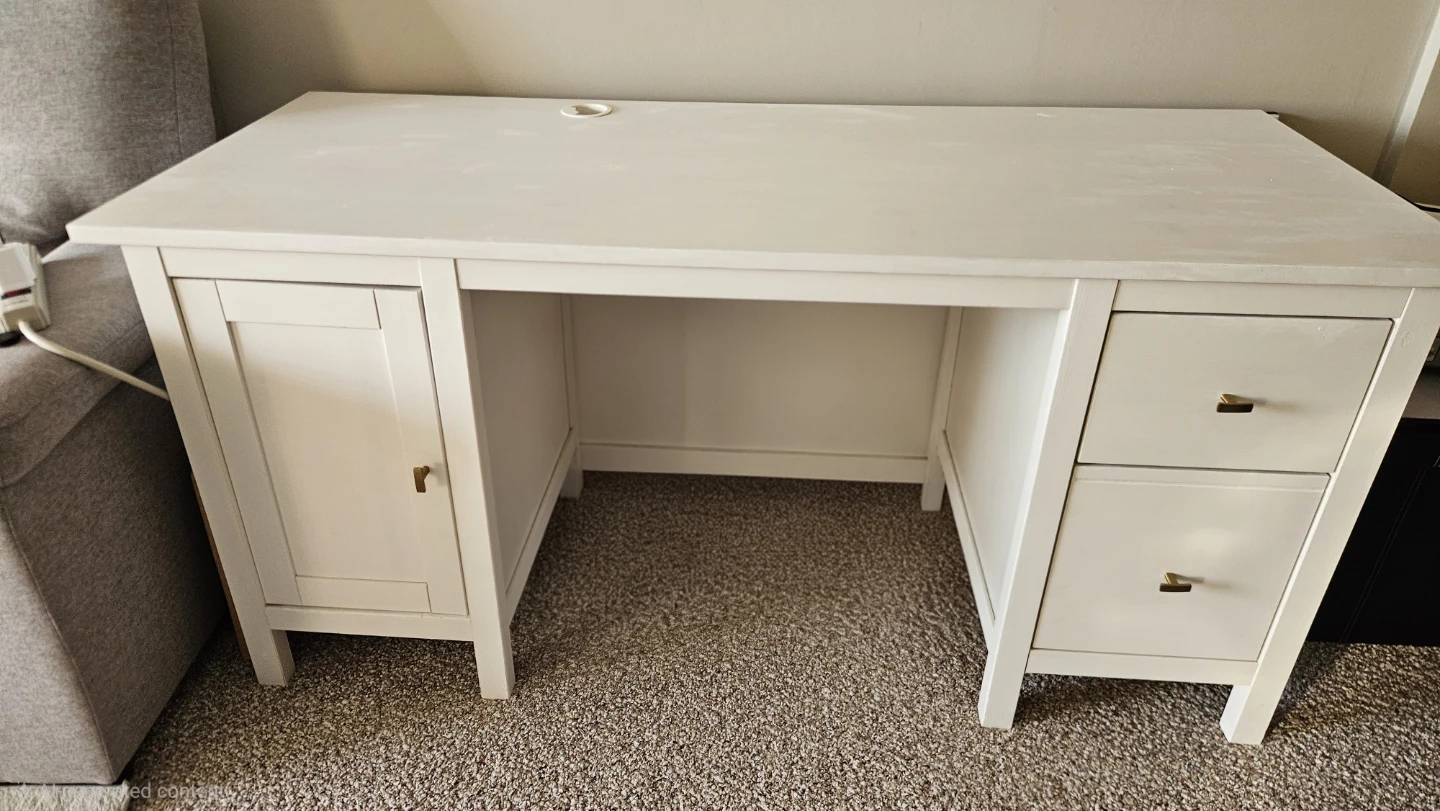 White Writing Desk with Storage