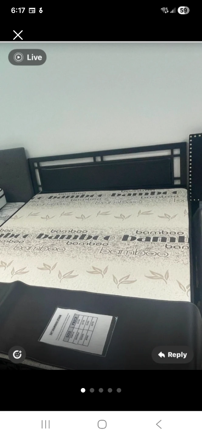 Brand new Queen Bamboo Mattress with bed frame and headboard