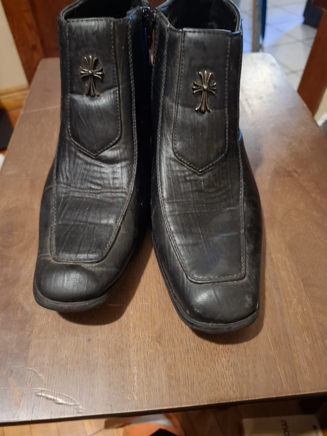 Black Faux Leather Ankle Boots