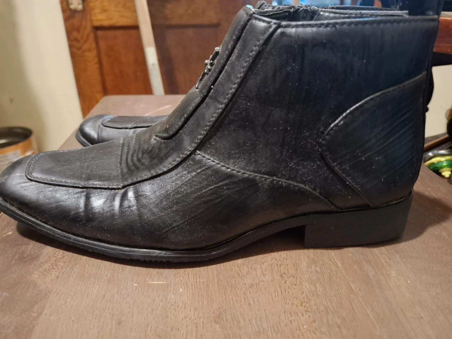 Black Faux Leather Ankle Boots - photo 2