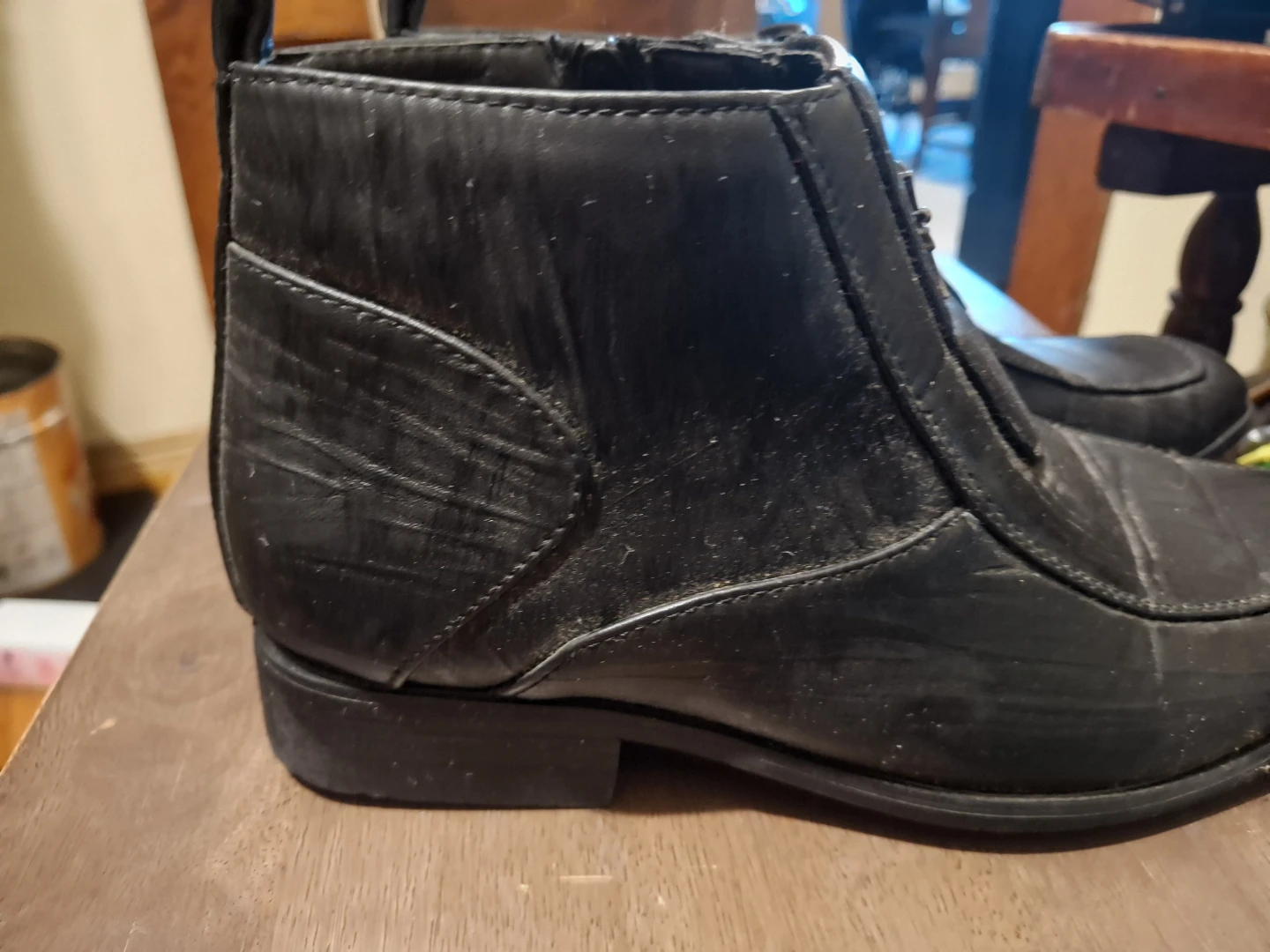 Black Faux Leather Ankle Boots - photo 4
