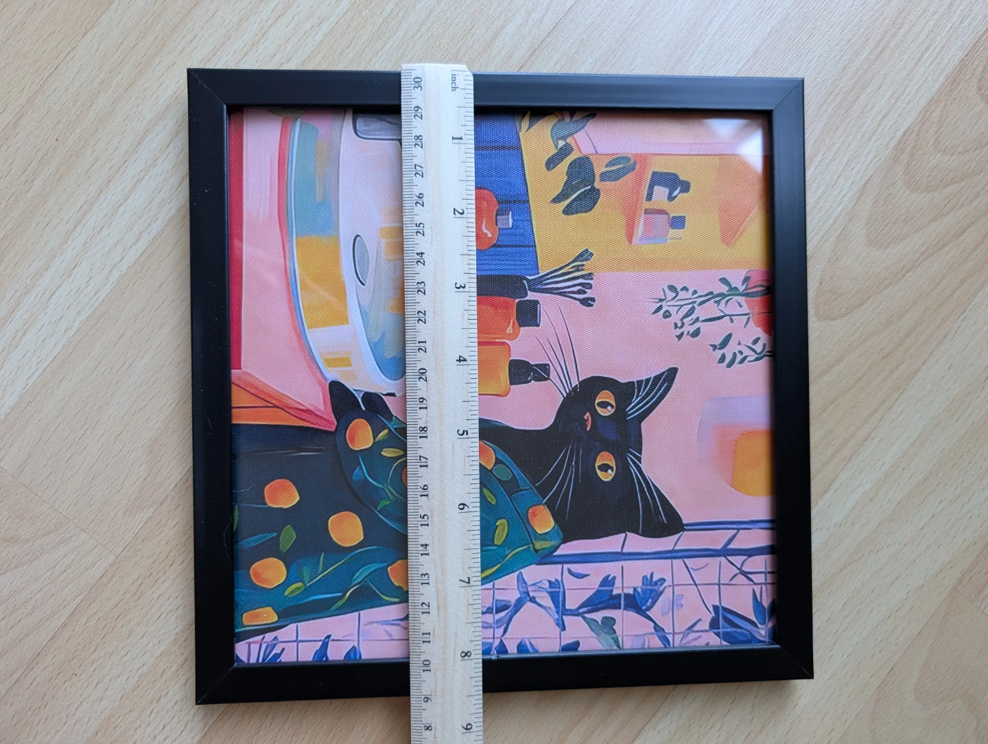 Framed washroom Art Print black cat bathroom decor - photo 3