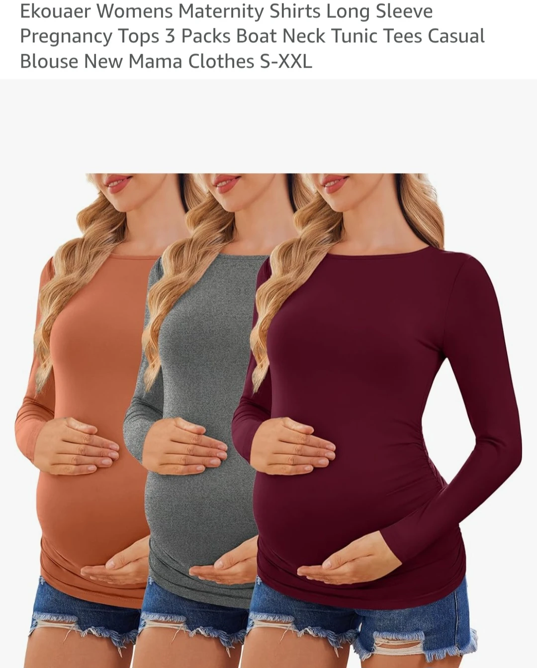Ekouaer Womens Maternity Long Sleeve Shirts