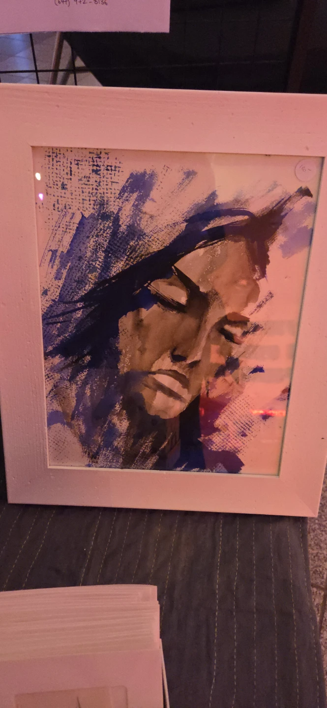 Framed abstract portrait art