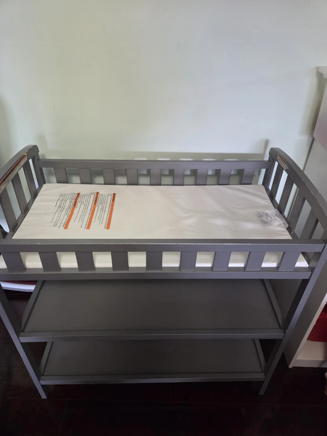 Grey Baby Changing Table with Two Shelves