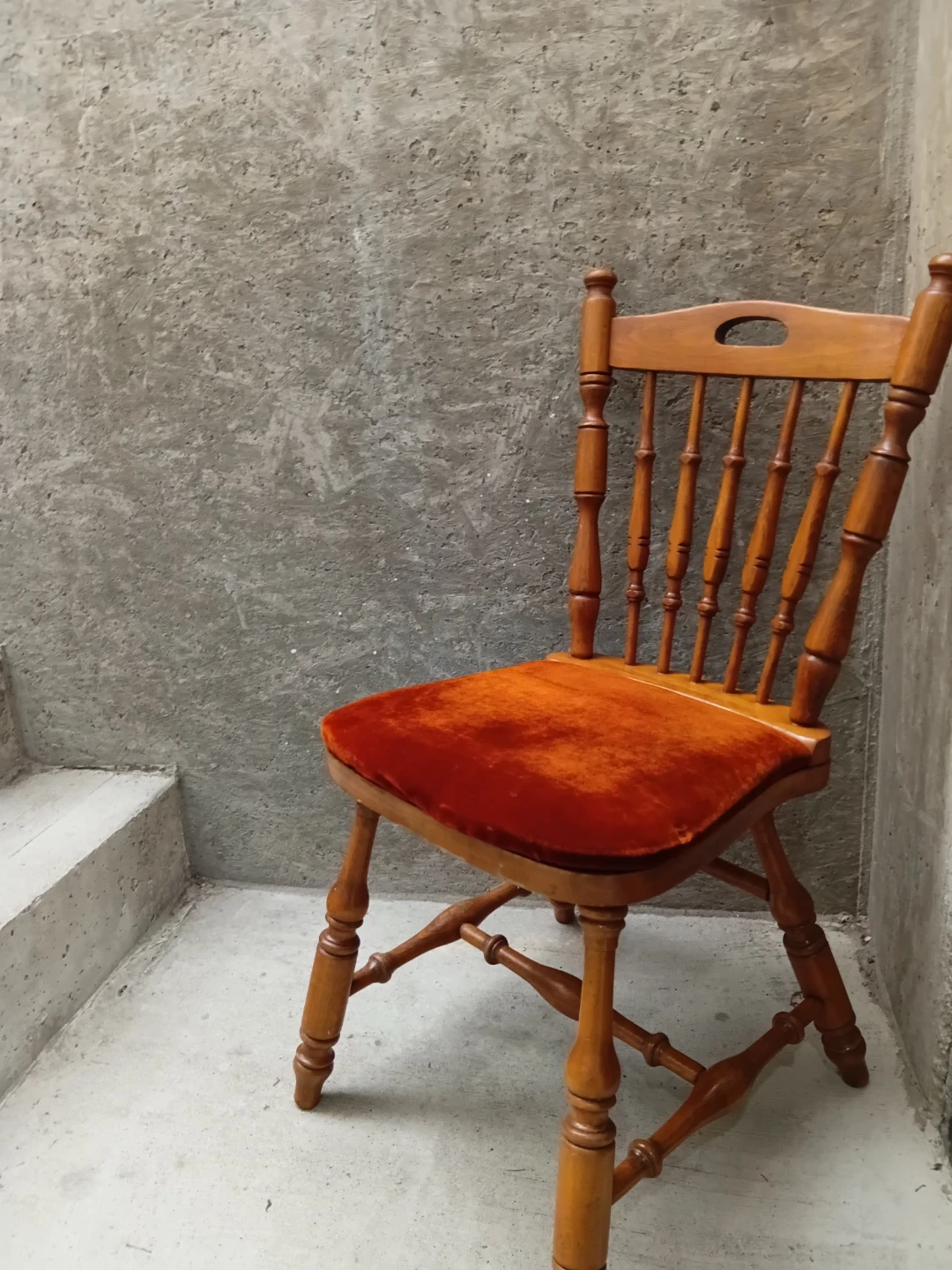 Two Strong Wooden Chairs with Orange Velvet Seat $75 Each - photo 2