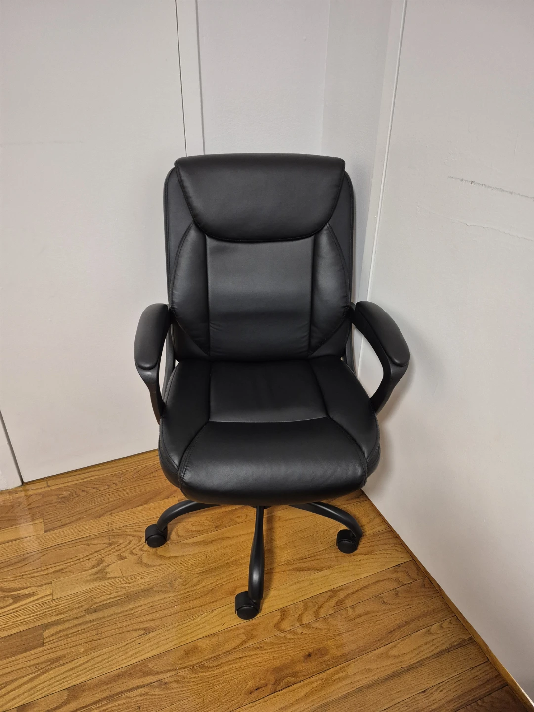 Black Faux Leather Office Chair with Wheels