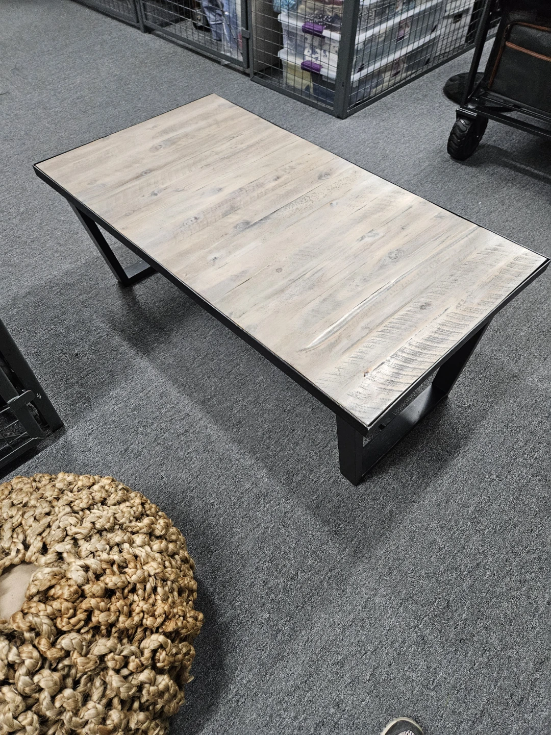Rustic Wood Coffee Table with Black Metal Frame - photo 2