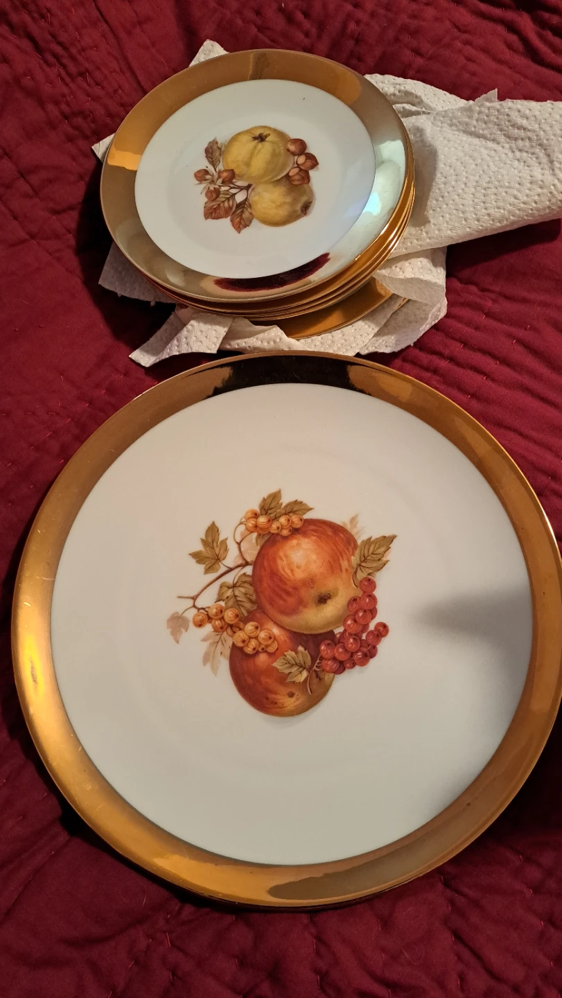 Bavaria Germany Fruit Decorated Plates (Set of 5)