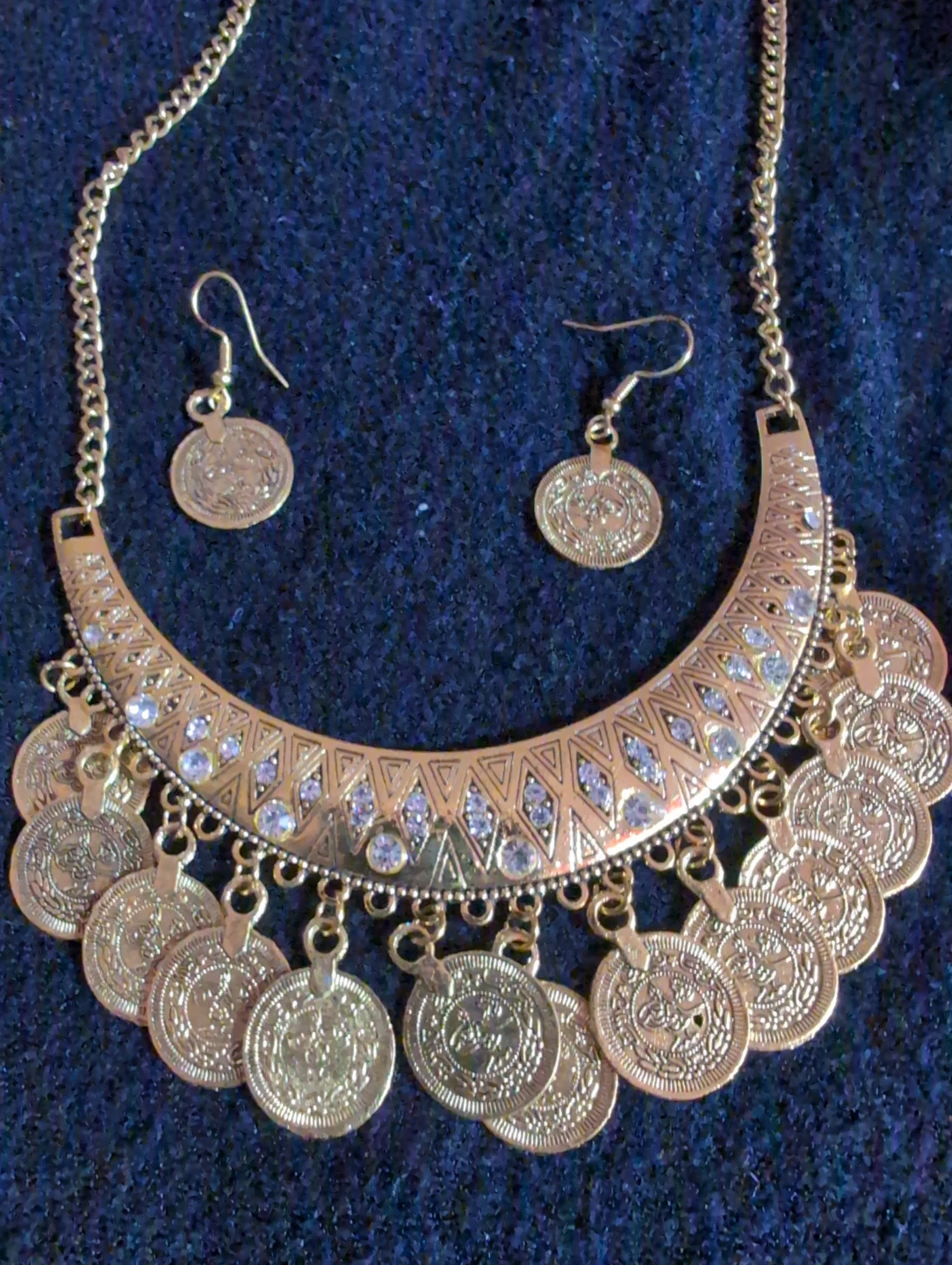 Gold Coin Necklace and Earring Set - photo 2