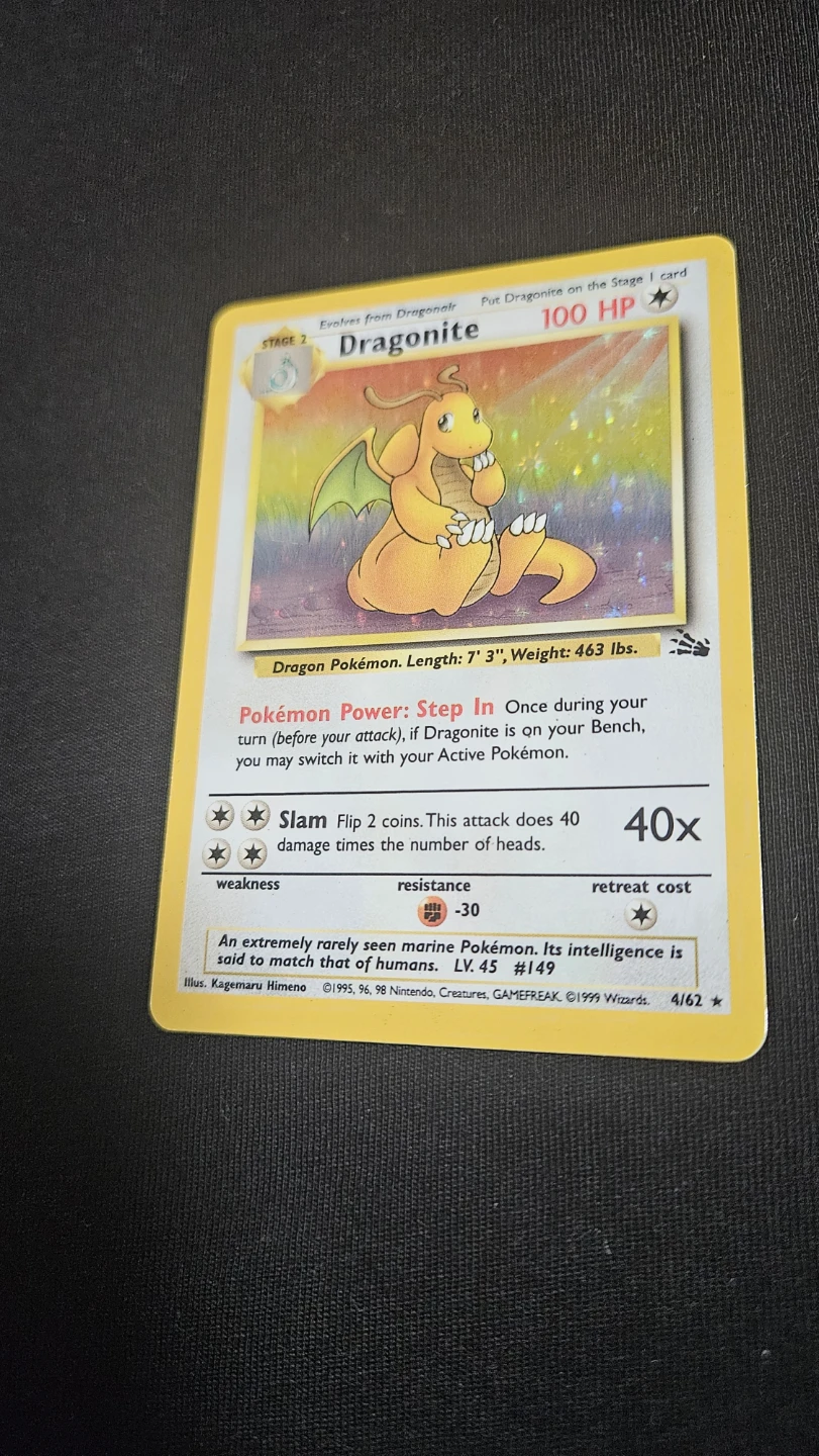 Dragonite Fossil Holo Pokemon Card - photo 2