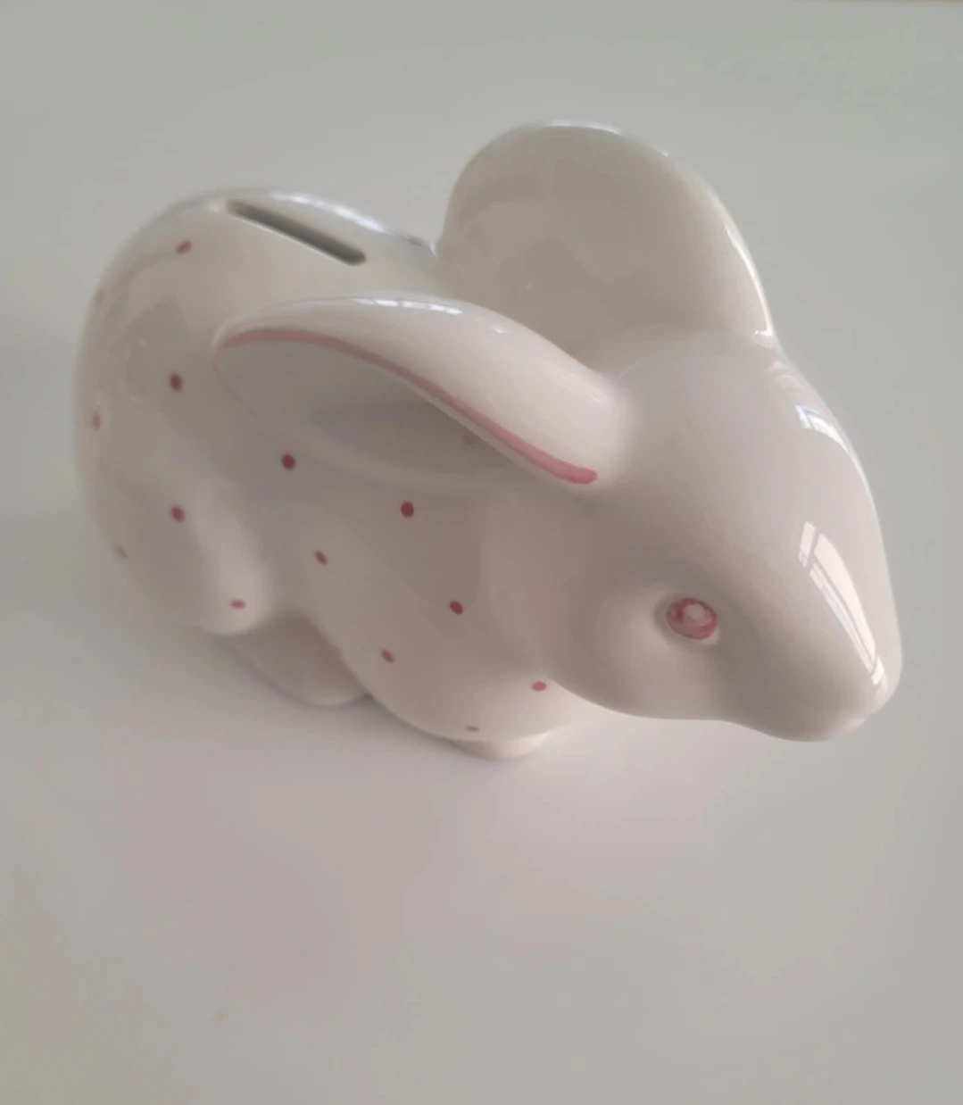 Tiffany & Co. Bunny Rabbit Piggy Bank - White with Pink Dots
