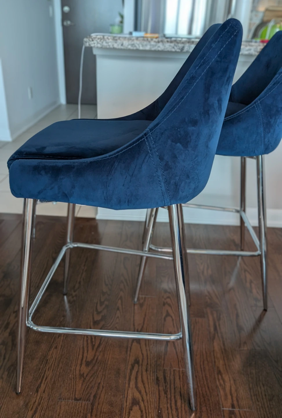 Navy Velvet Bar Stools (Set of 2)