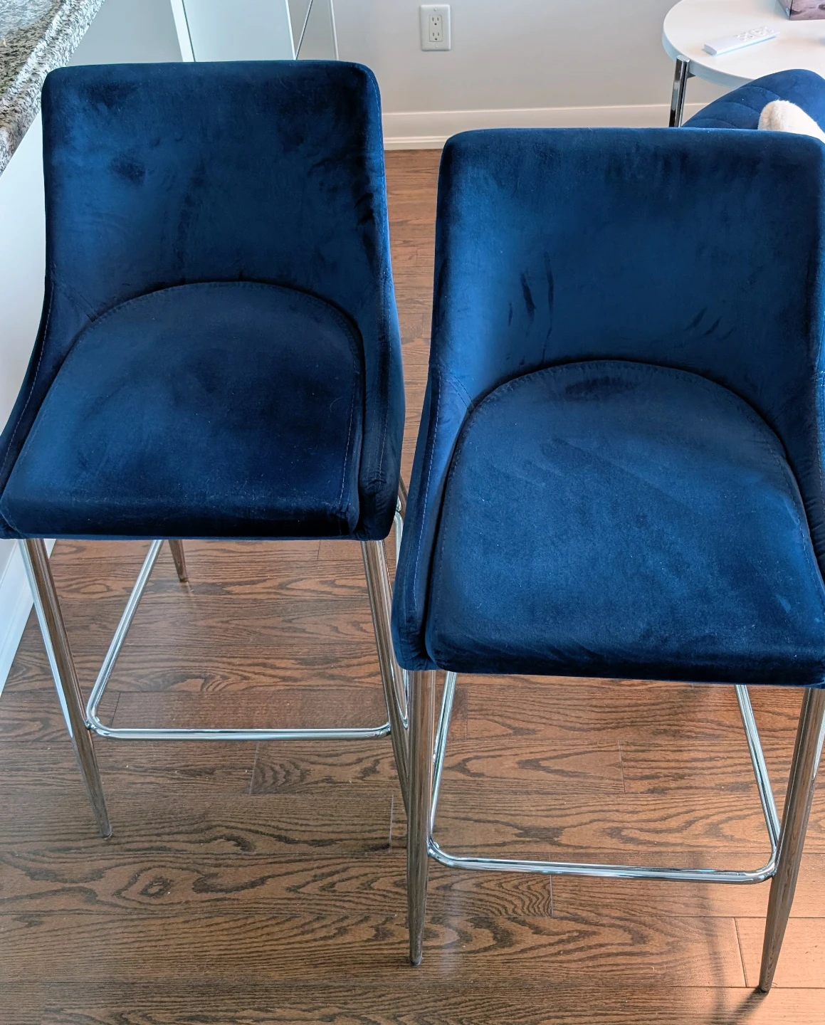 Navy Velvet Bar Stools (Set of 2) - photo 2