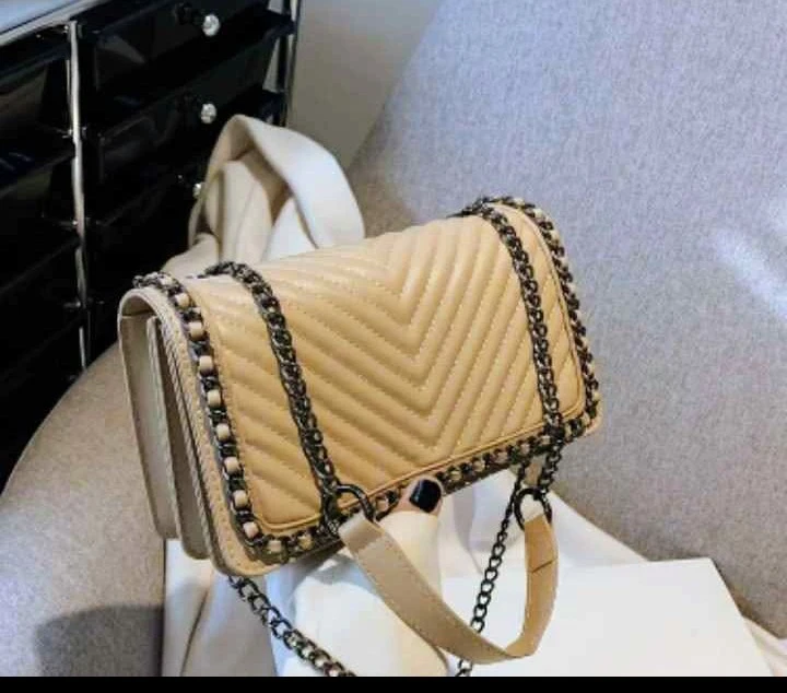 Beige Quilted Chain Shoulder Bag - photo 3