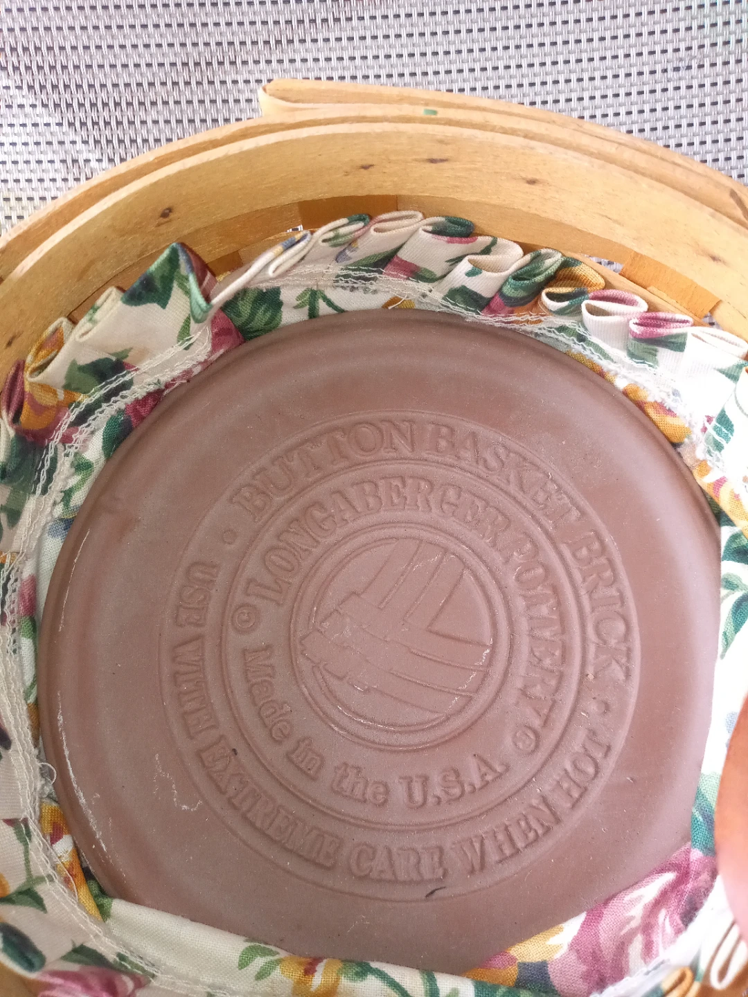 Longaberger Handwoven Button Basket with pottery inside Basket - photo 3