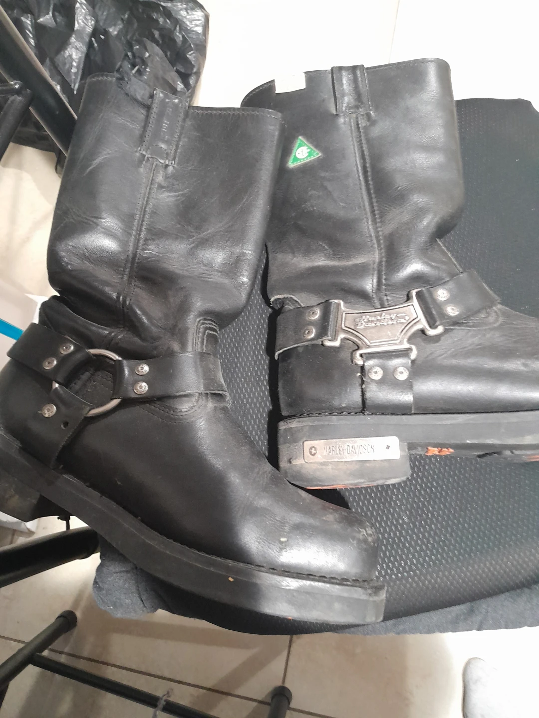 Harley-Davidson Men's Black Leather Motorcycle Boots Size 8 UK