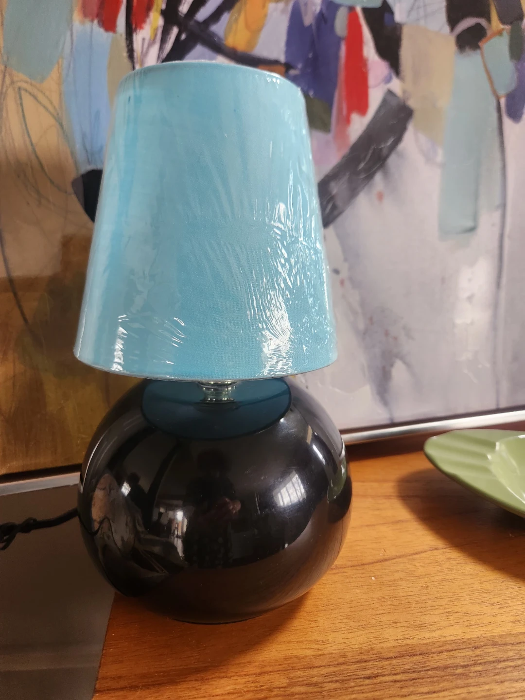 80's decor Black Orb Table Lamp, Miami vice alert