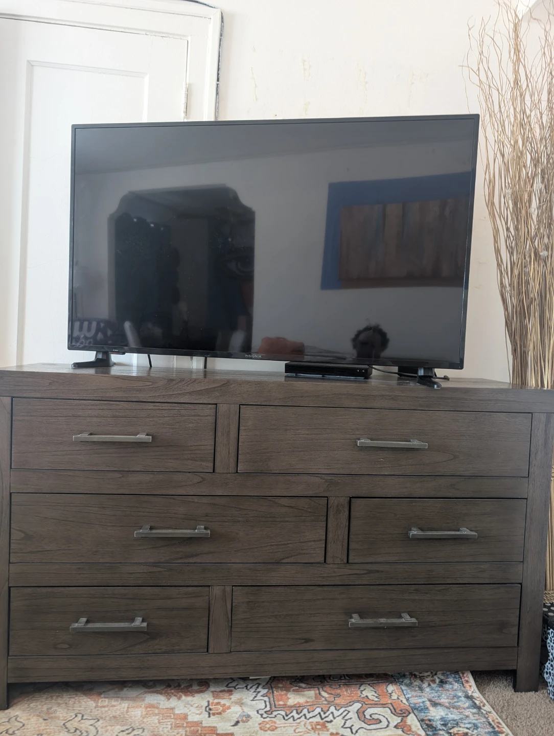 Dark Wood Dresser with 6 Drawers
