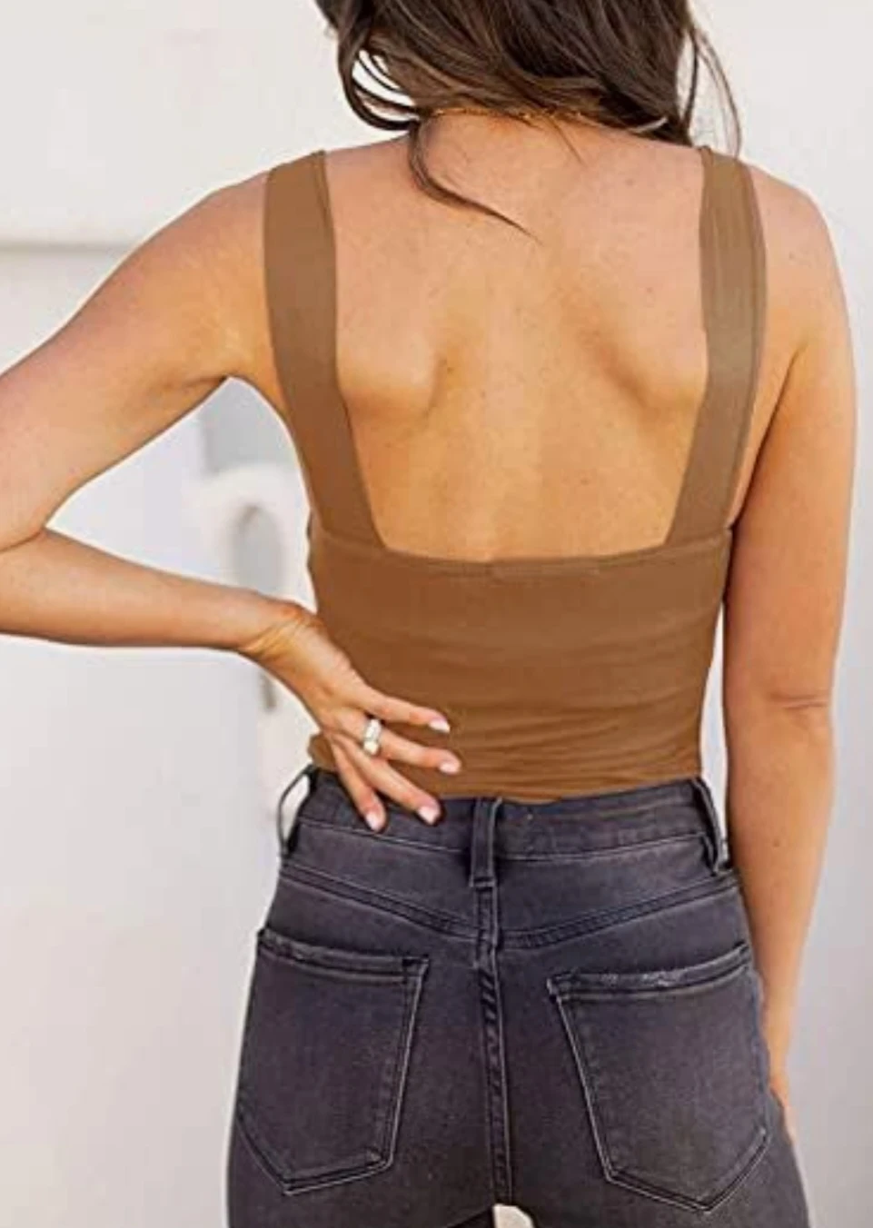 BNWT Brown Square Neck Tank Bodysuit - Size S - photo 3