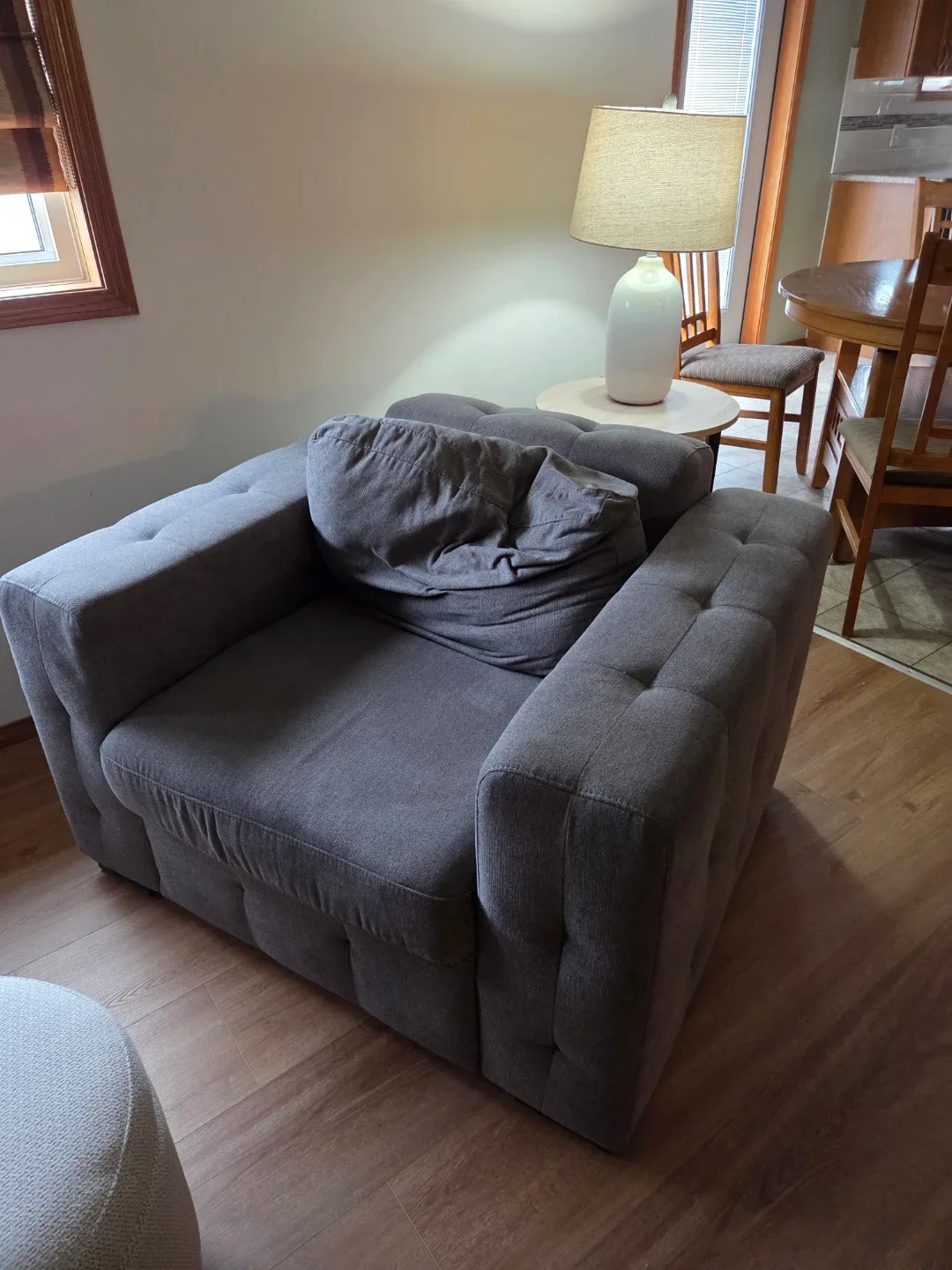 Greyblue Tufted Armchair with Pillow - photo 2