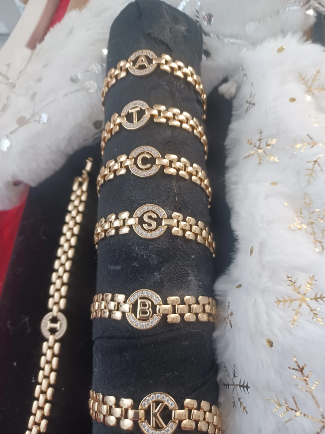 Gold Tone Chain Bracelets with Letters - photo 2