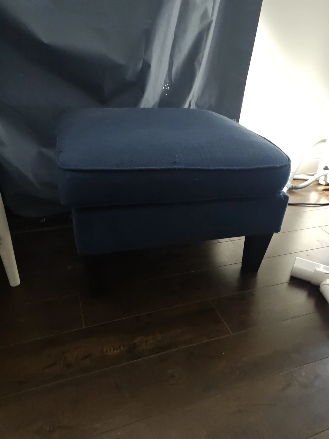Blue Upholstered Ottoman Footstool