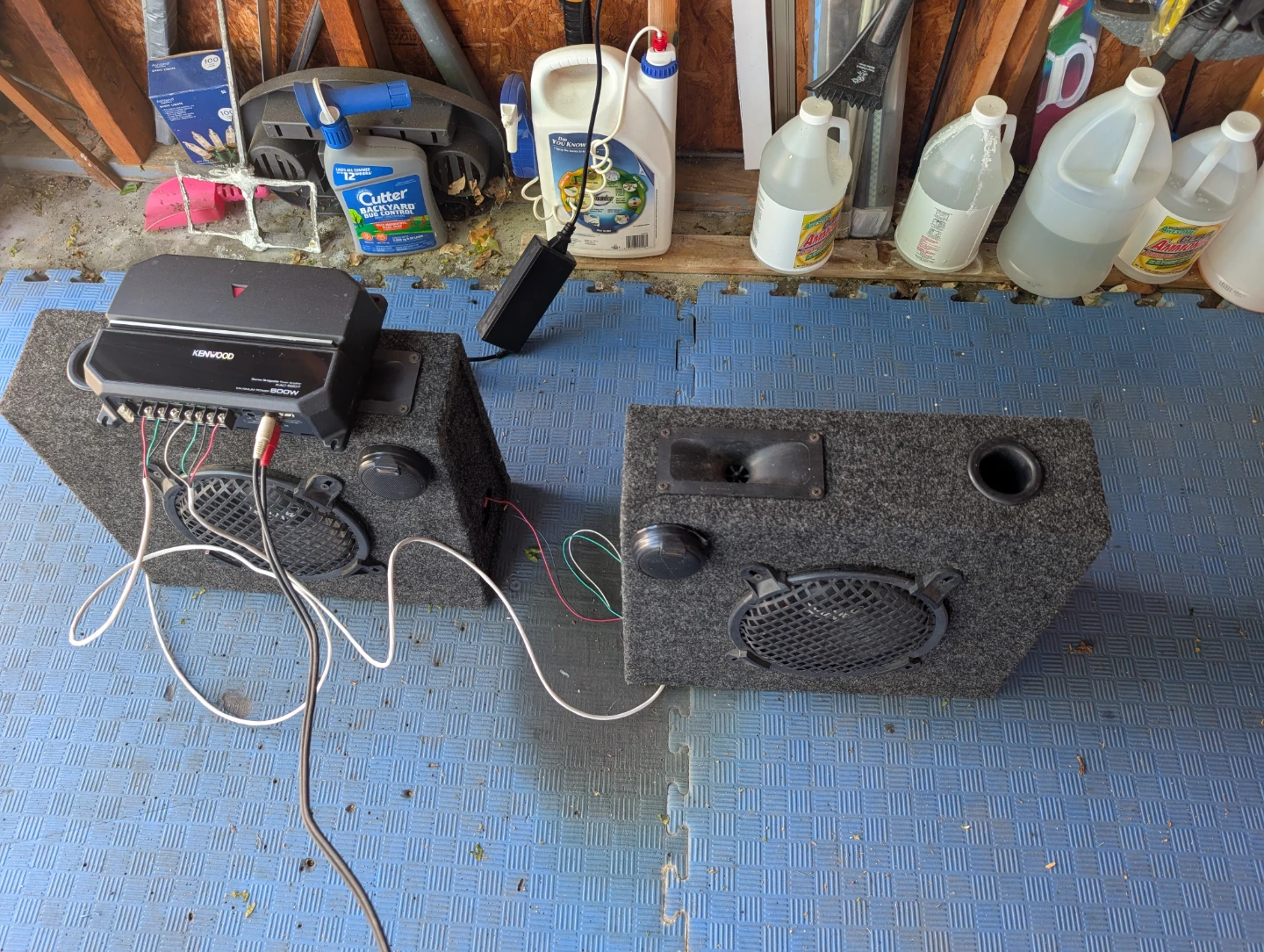 Kenwood 500W amp with 2 8" box speakers